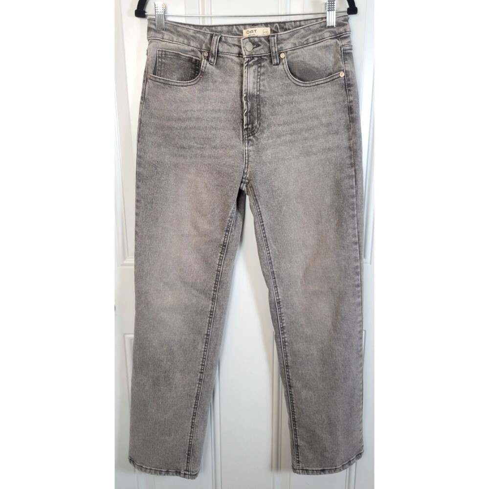 OAT New York Straight Leg Gray Wash Jeans Size 6/28 High Rise